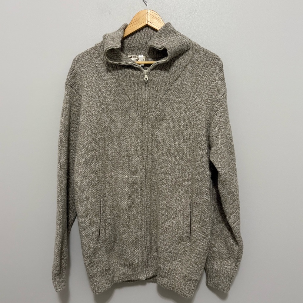 Men's Killa Sumaq Tan Alpaca Zip-Up Sweater